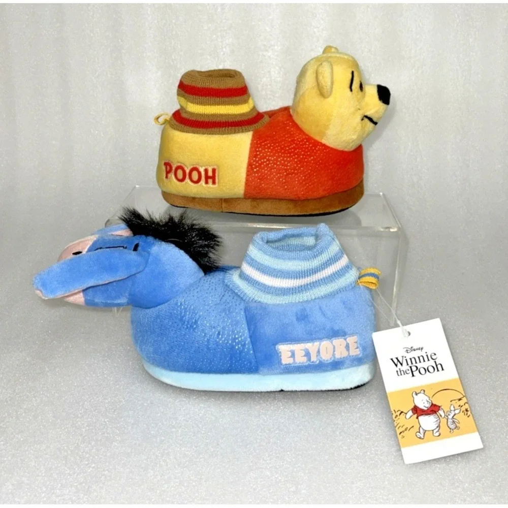 Disney Winnie The Pooh &‎ Eeyore Character Slippers Toddler Size 7/8 NEW